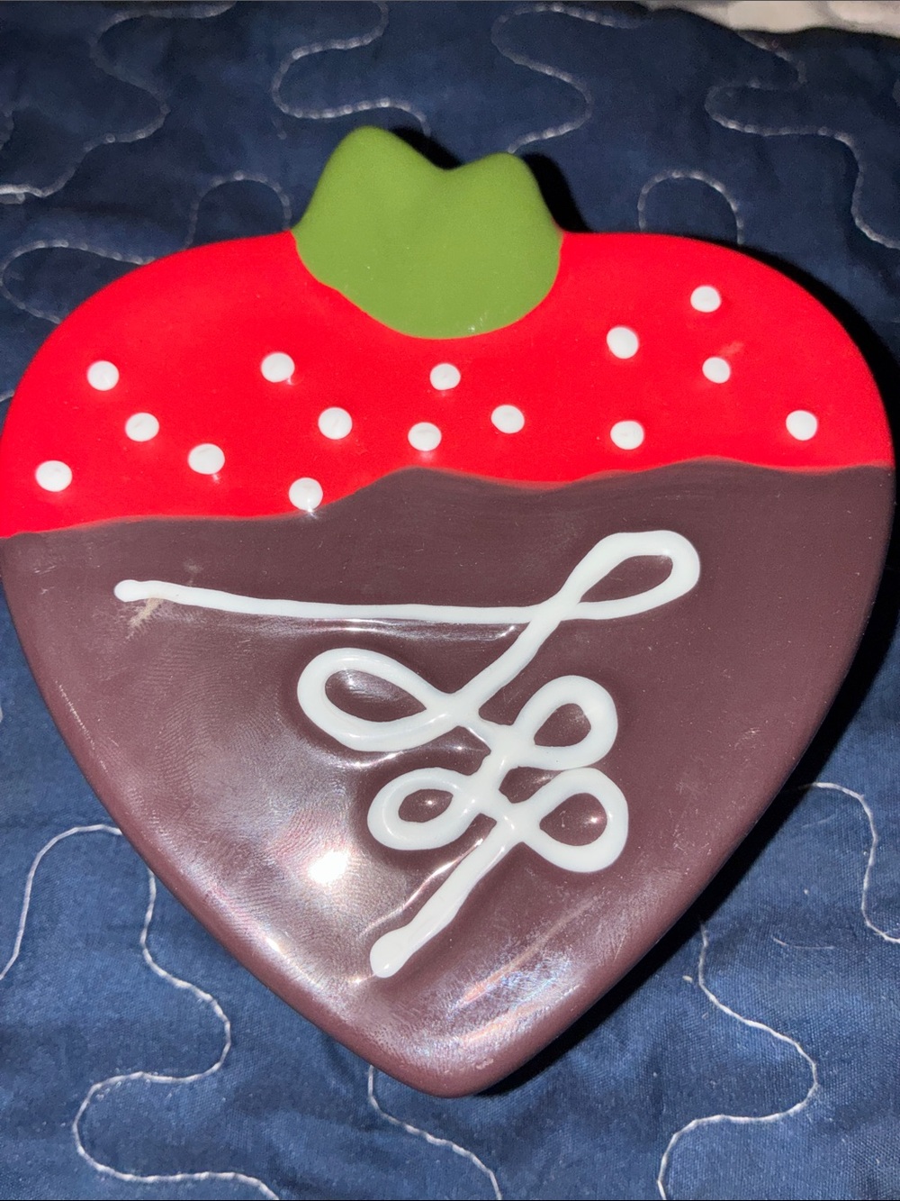 Strawberry Chocolate Heart Trinket Box - Red, Brown, Green